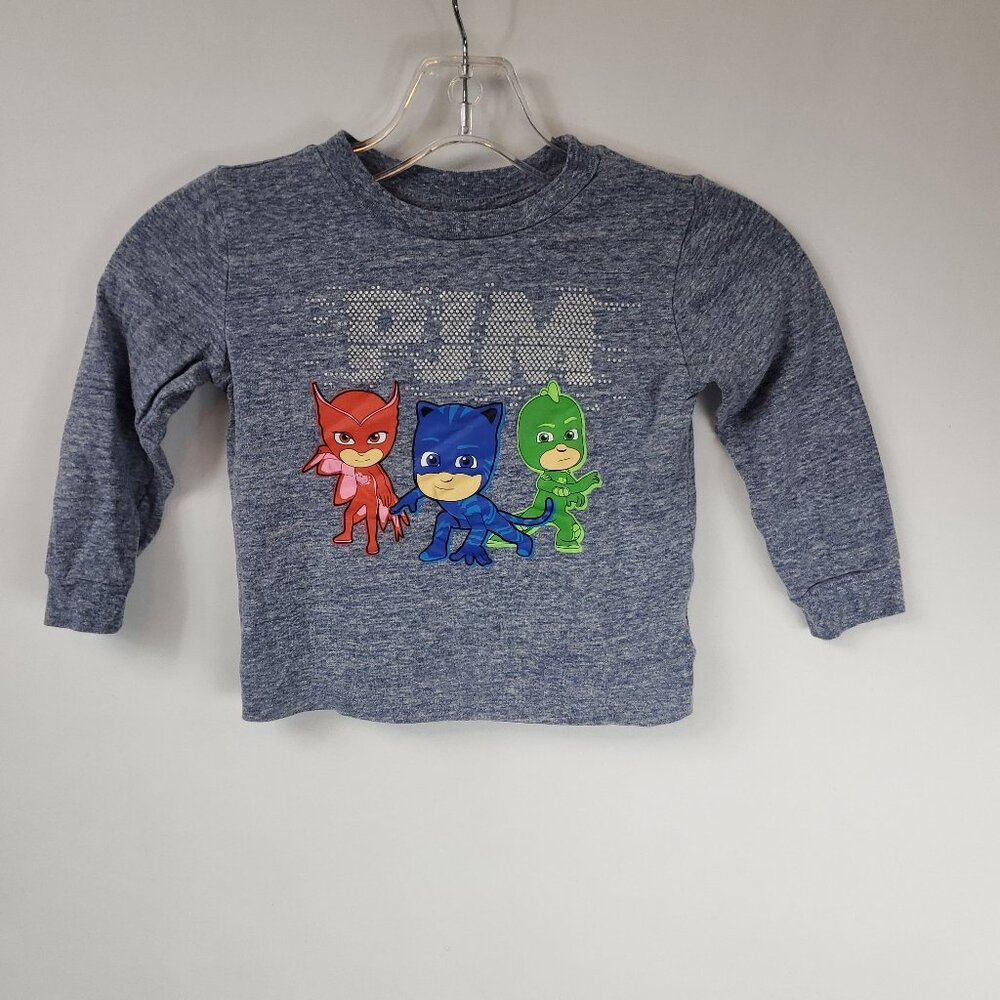 PJ Masks Boys Long Sleeve Heathered Blue PJ Mask Print Tee Sz 3T